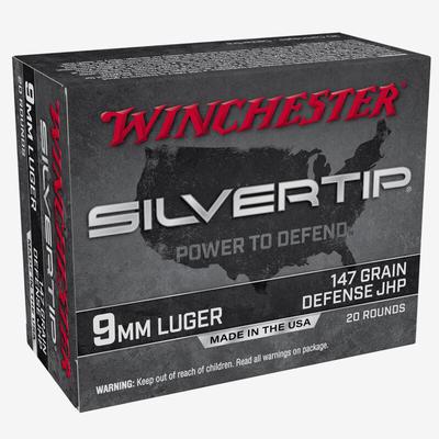 Winchester Silvertip 9mm Luger Ammunition 20 Rounds JHP 147 Grains W9MMST2