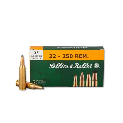 Sellier & Bellot .22-250 Remington Ammunition 20 Rounds SP 55 Grains SB22250B