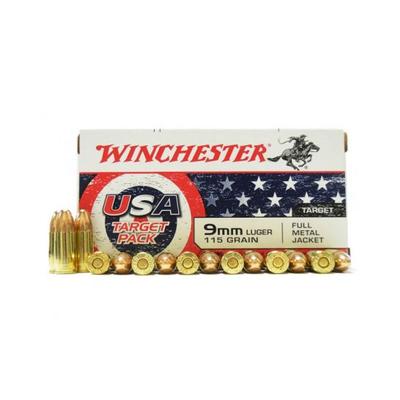 WINCHESTER USA 115 GR FMJ 9MM AMMUNITION 50 ROUNDS - USA4172