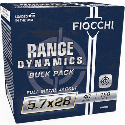 FIOCCHI RANGE DYNAMICS BRASS 5.7 X 28 41 GRAIN 150-ROUNDS FMJ BULK PACK