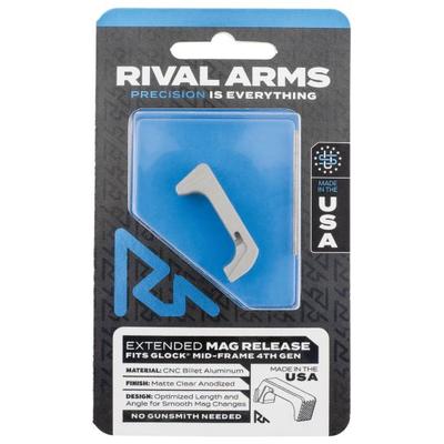 RIVAL ARMS EXTENDED MAGAZINE RELEASE FOR GLOCK GEN4, MATTE CLEAR ANODIZED - RA-RA72G002D