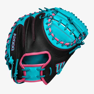 WILSON 2024 FALL A2000 CM33 BLACK/Teal/  33” Baseball Catcher’s Mitt