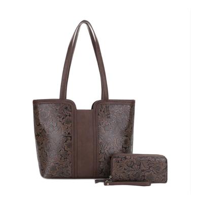 Cassidy Concealed Carry Tooled Tote Bag with Matching Wallet