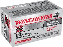 Winchester Super-X 40gr FMJ 22 Win Mag Ammunition, 50rds - X22M