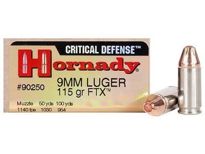 Hornady Critical Defense 9mm Luger FTX Bullet, 115 Grain