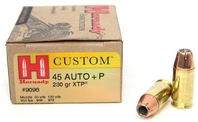 Hornady Custom Ammunition 45 ACP +P 230 Grain XTP Jacketed Hollow Point